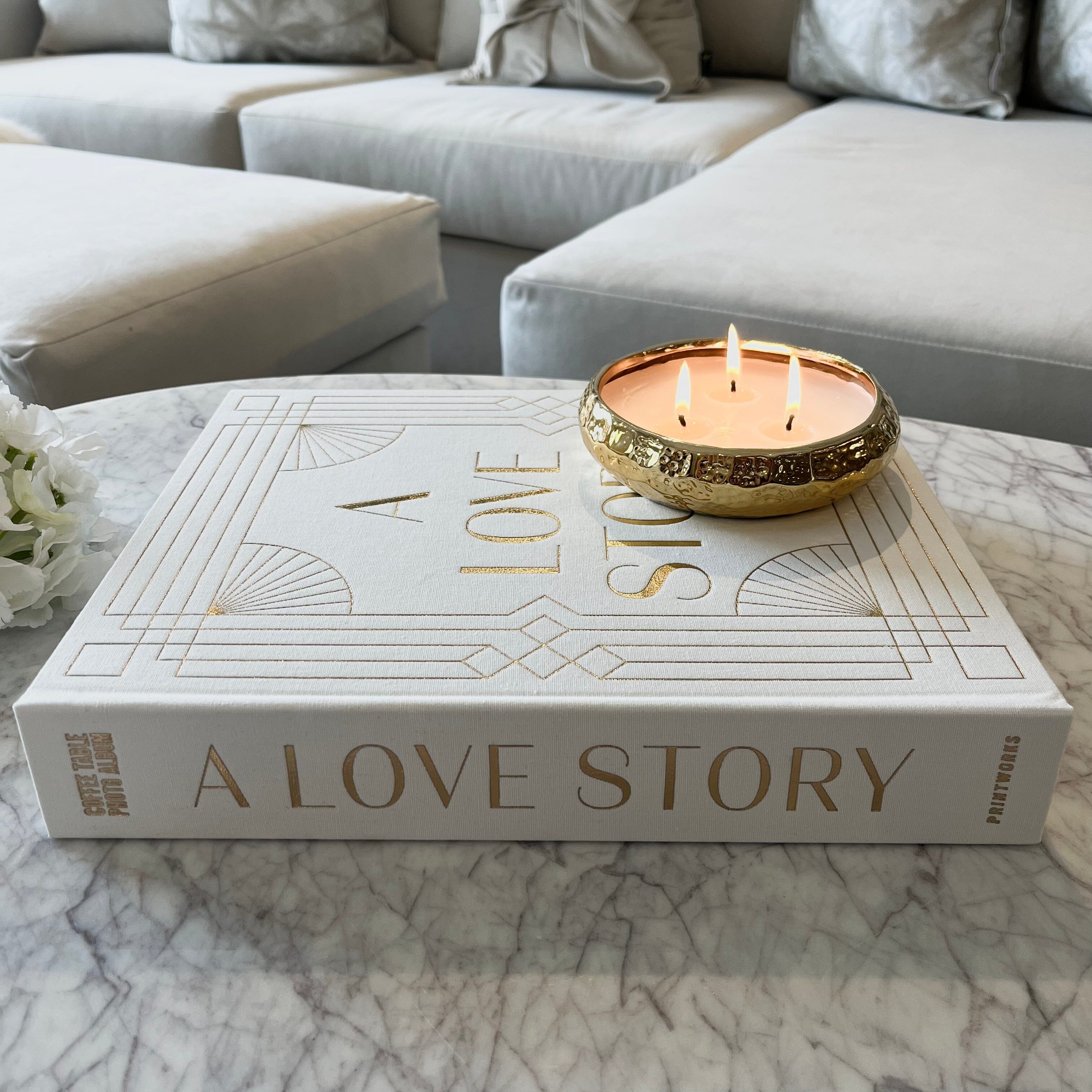 'A Love Story' Cream & Gold Luxury Wedding Photo Album - Image 3