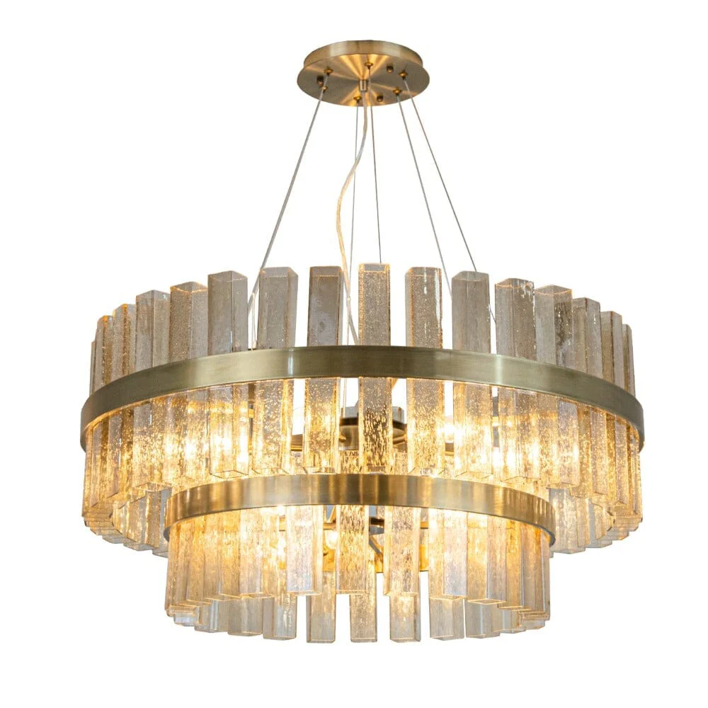 Abby Large Luxury Glass & Brass Tiered Chandelier - Image 2