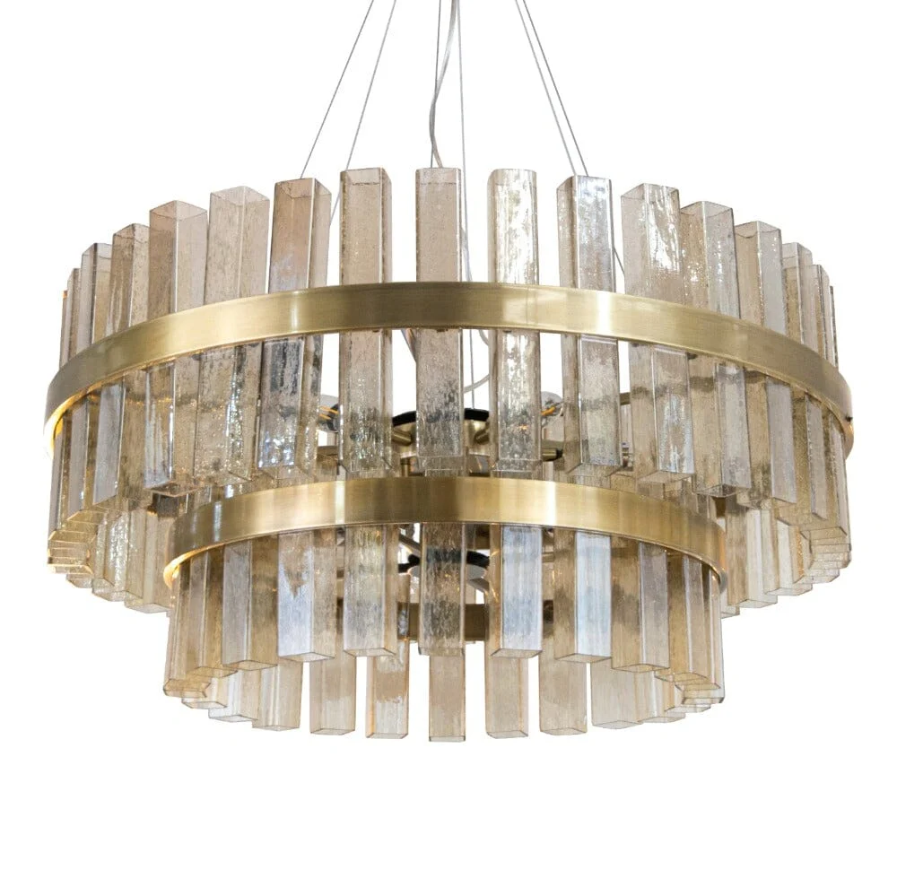 Abby Large Luxury Glass & Brass Tiered Chandelier - Image 3
