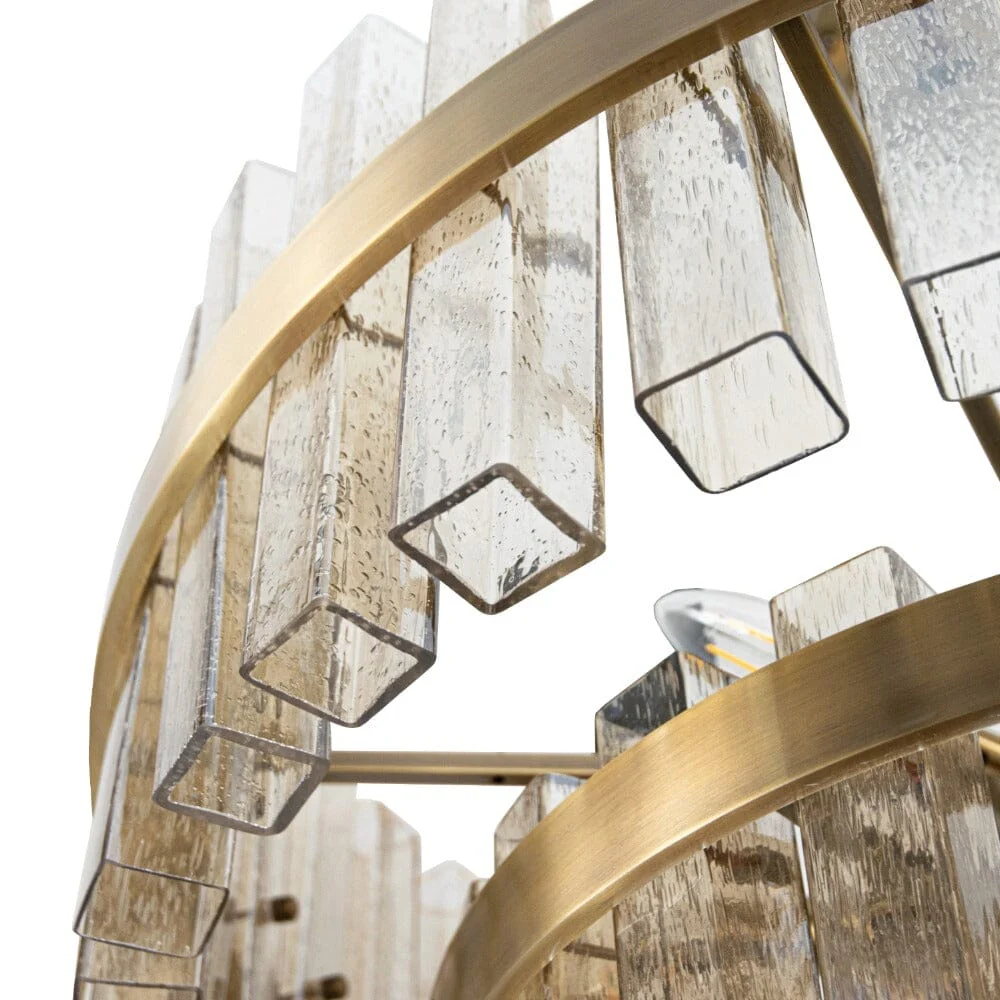 Abby Large Luxury Glass & Brass Tiered Chandelier - Image 4