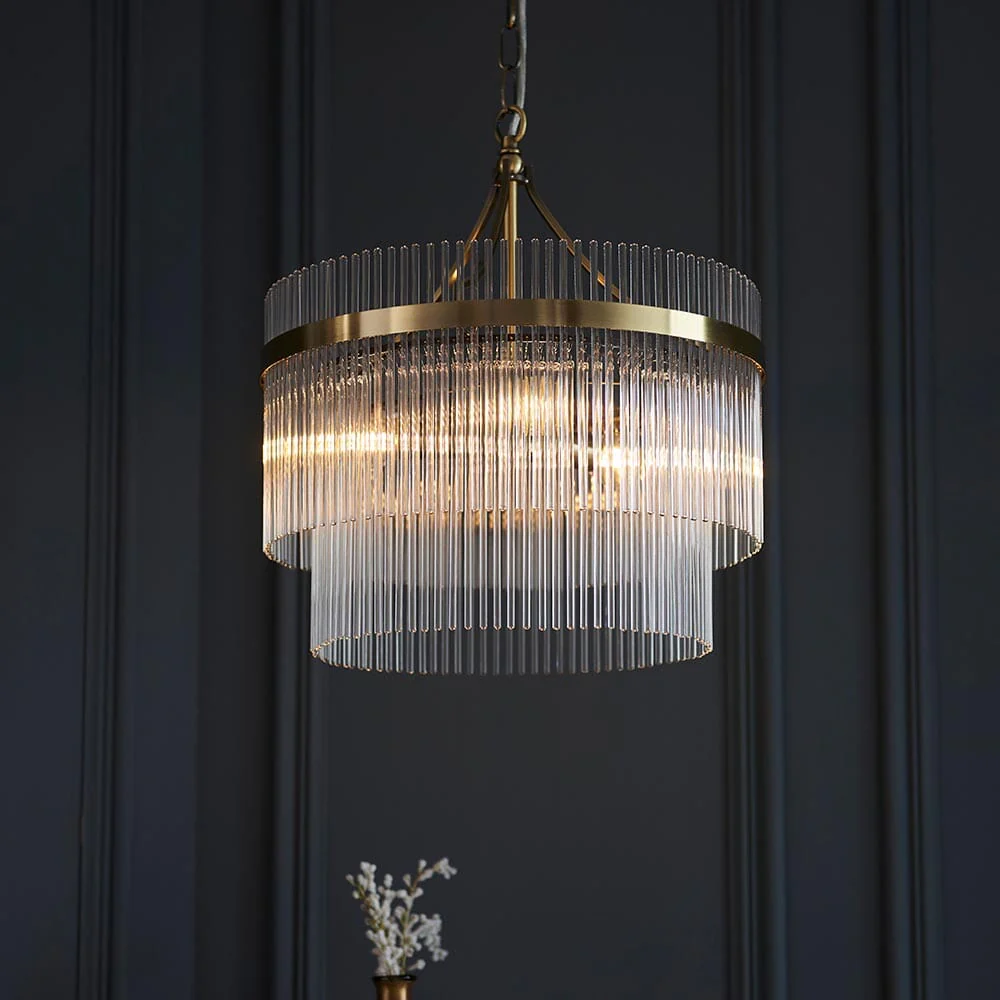 Abella 3 Light Gold & Glass Pendant Ceiling Light - Image 2