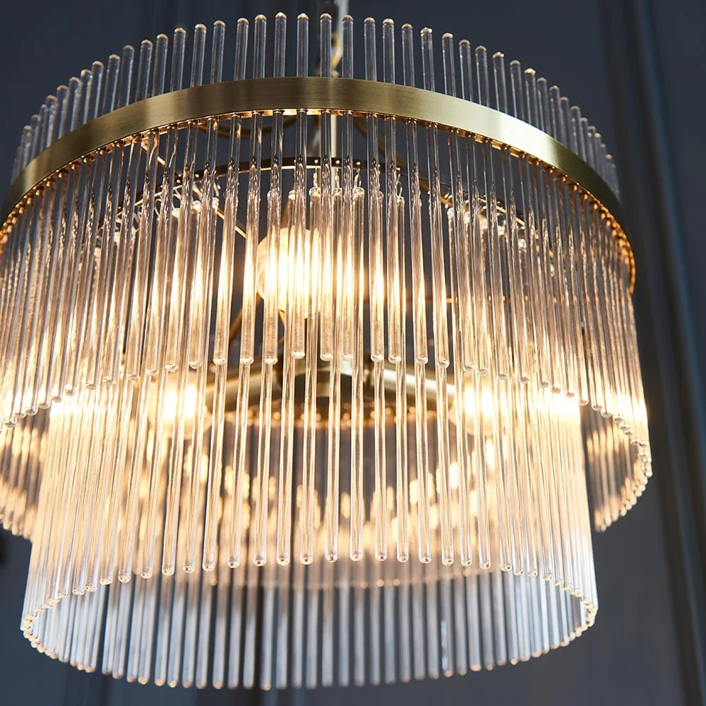 Abella 3 Light Gold & Glass Pendant Ceiling Light - Image 3