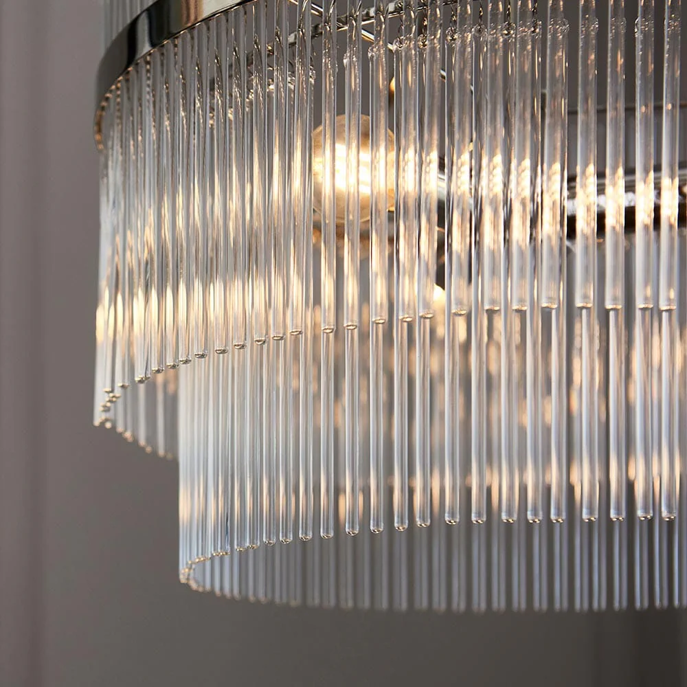 Abella 3 Light Silver & Glass Pendant Ceiling Light - Image 2