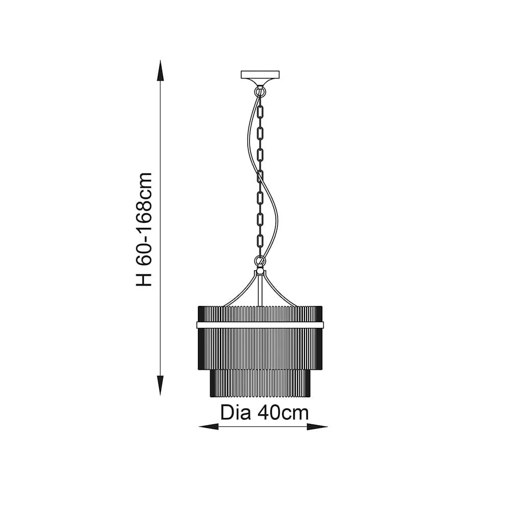 Abella 3 Light Silver & Glass Pendant Ceiling Light - Image 3
