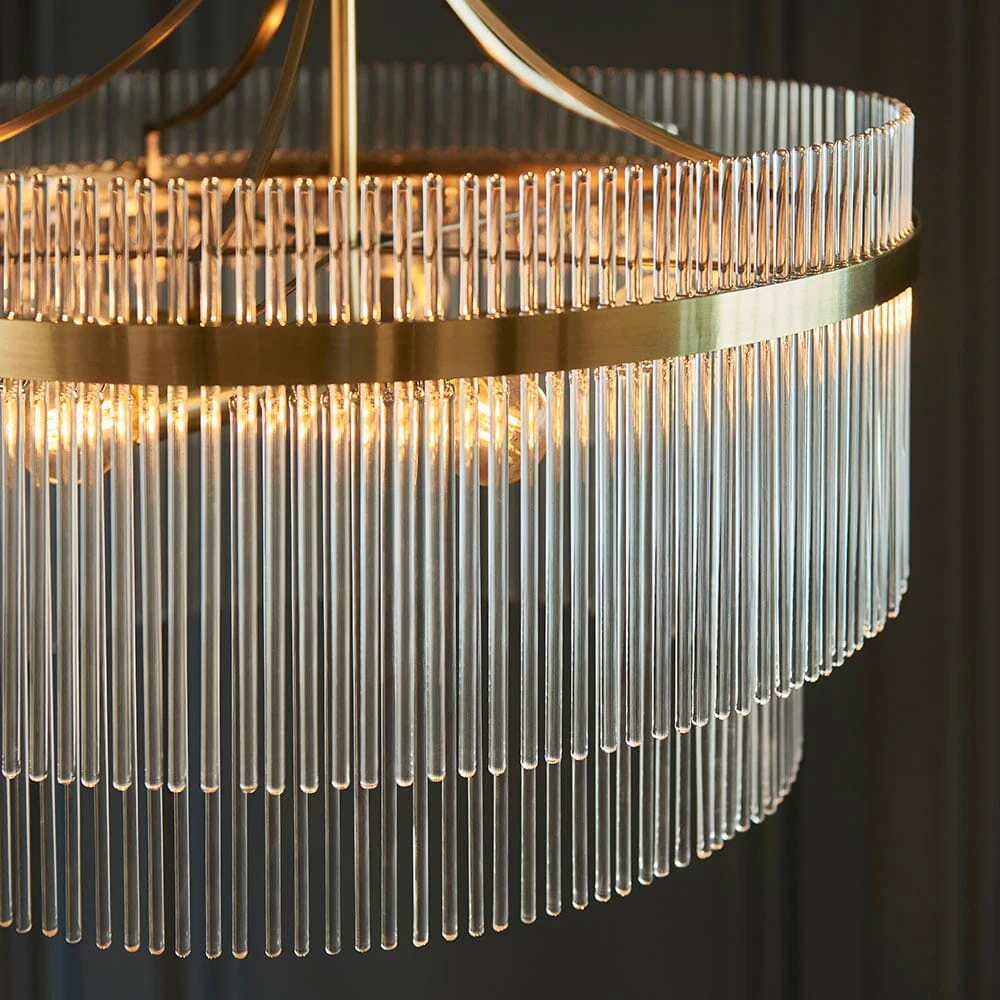 Abella 5 Light Gold & Glass Pendant Ceiling Light - Image 2