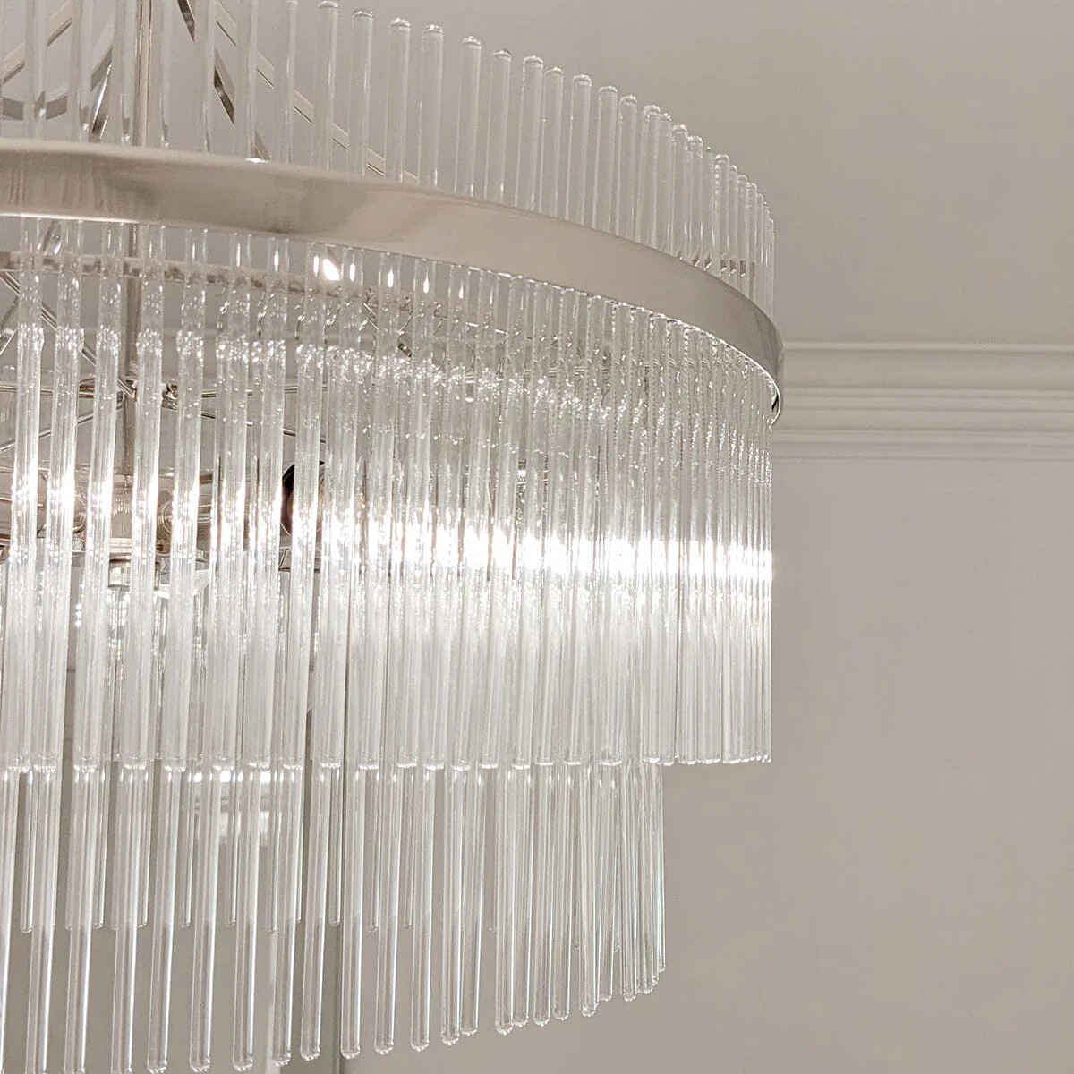 Abella 5 Light Silver & Glass Pendant Ceiling Light - Image 2