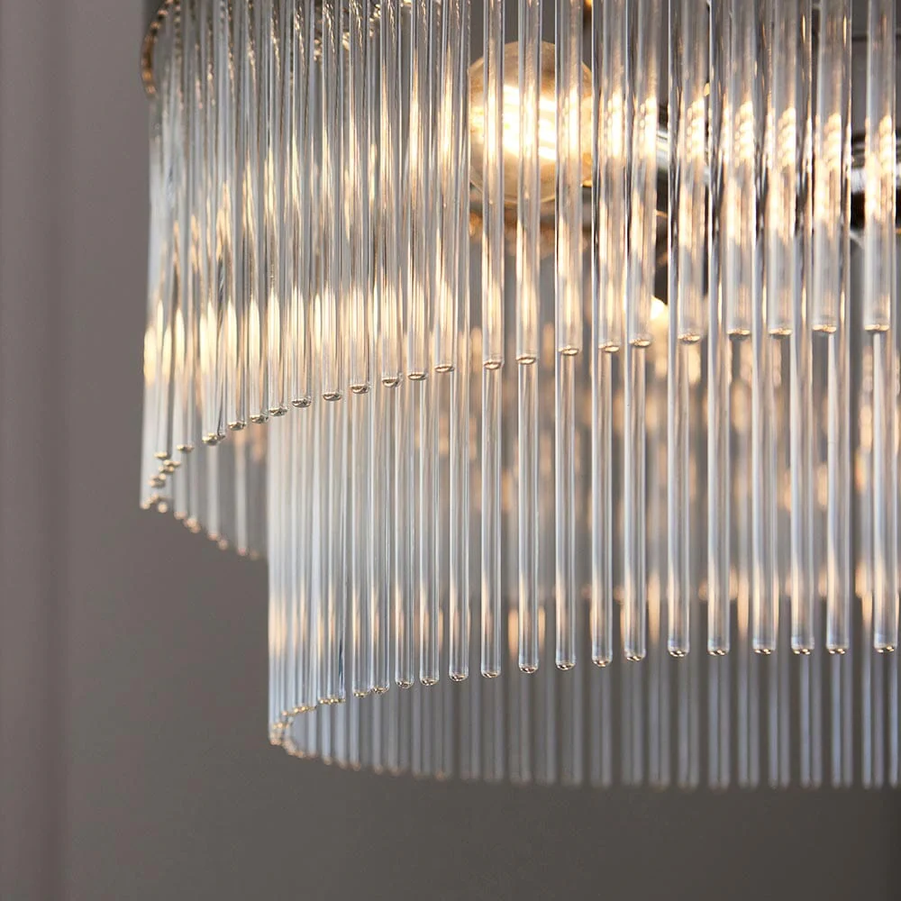 Abella 5 Light Silver & Glass Pendant Ceiling Light - Image 4