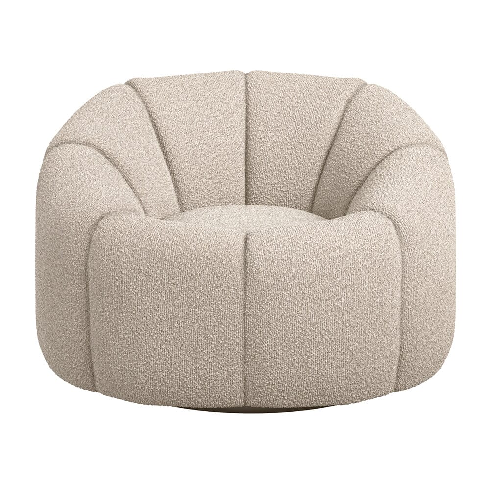 Abella Beige Textured Fabric Swivel Chair - Image 5