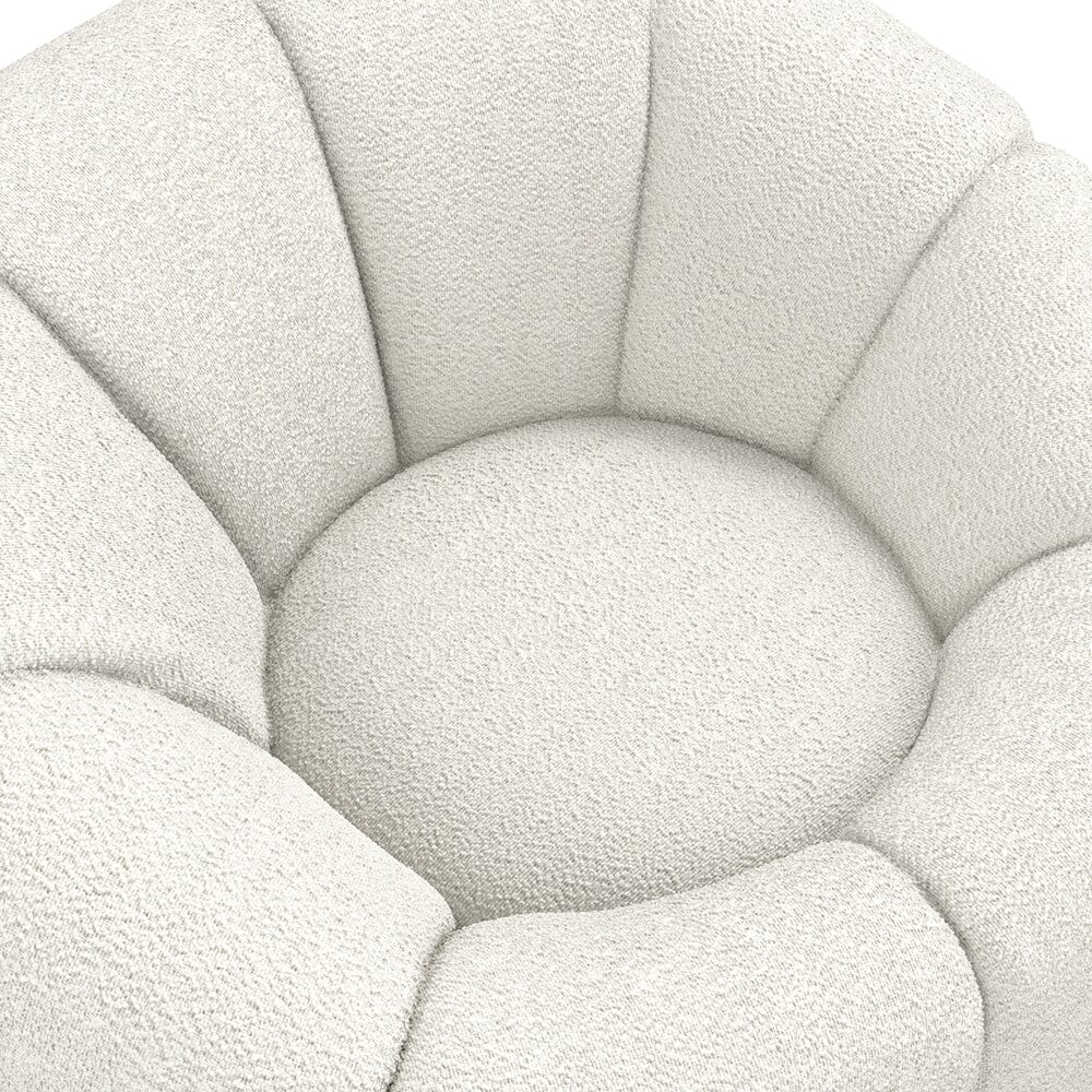 Abella Ivory Textured Fabric Swivel Chair - Image 4