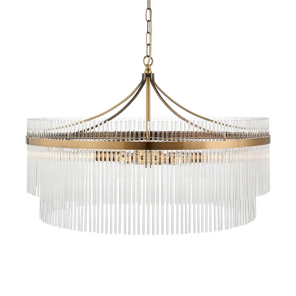 Abella Large 7 Light Gold & Glass Pendant Ceiling Light - Image 2
