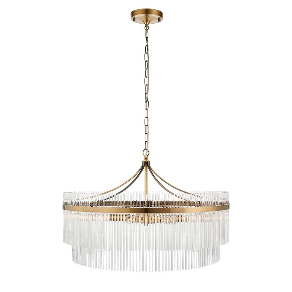 Abella Large 7 Light Gold & Glass Pendant Ceiling Light - Image 3