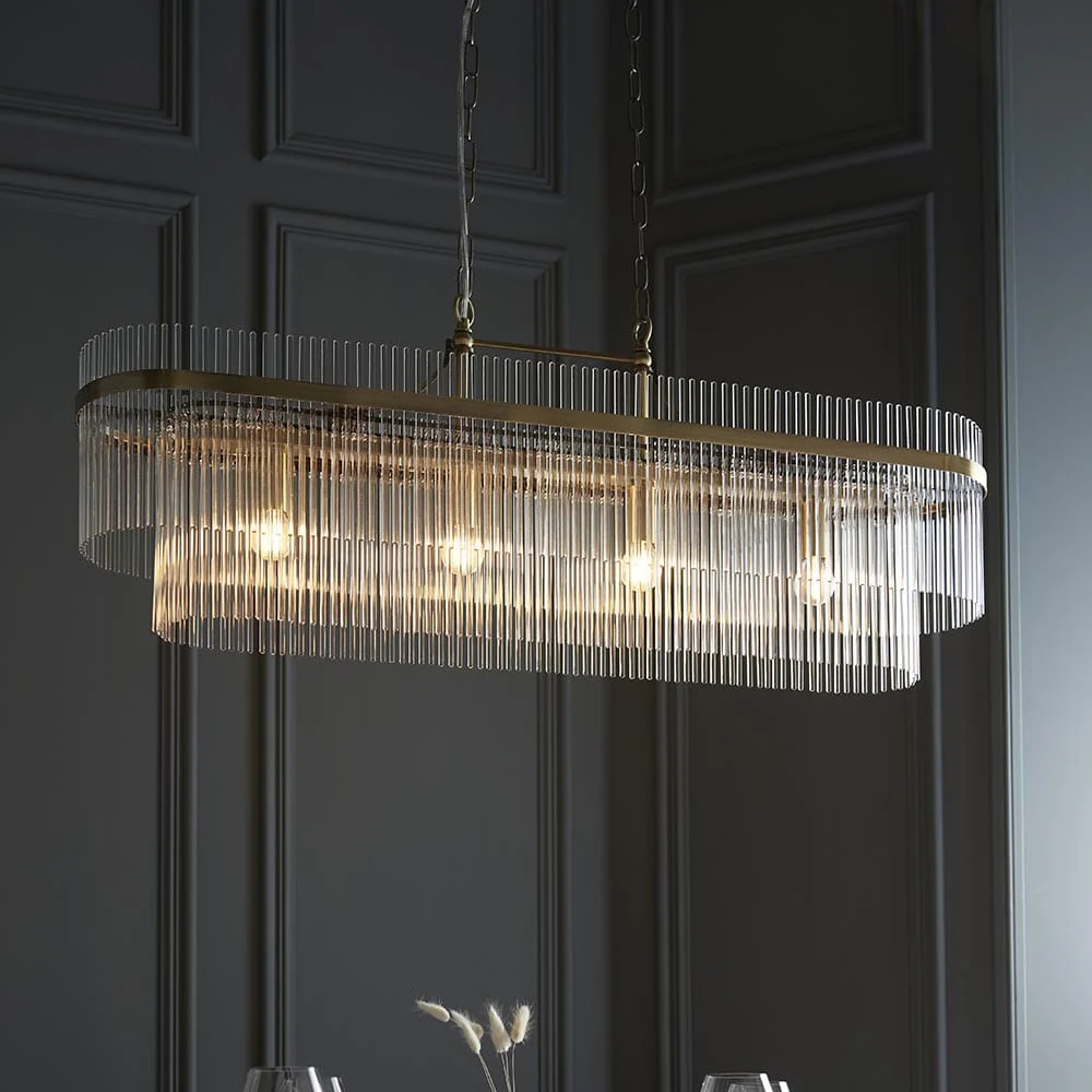 Abella Light Gold 4 Light Linear Pendant Ceiling Light