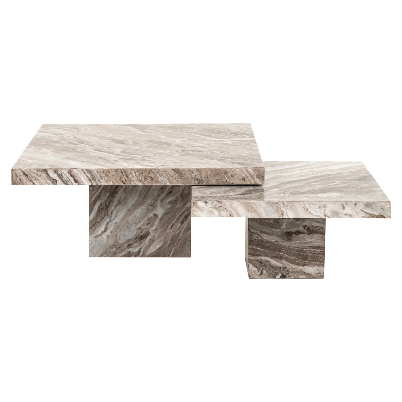 Abigail Warm Beige Marble Coffee Tables - Set of 2 - Image 2