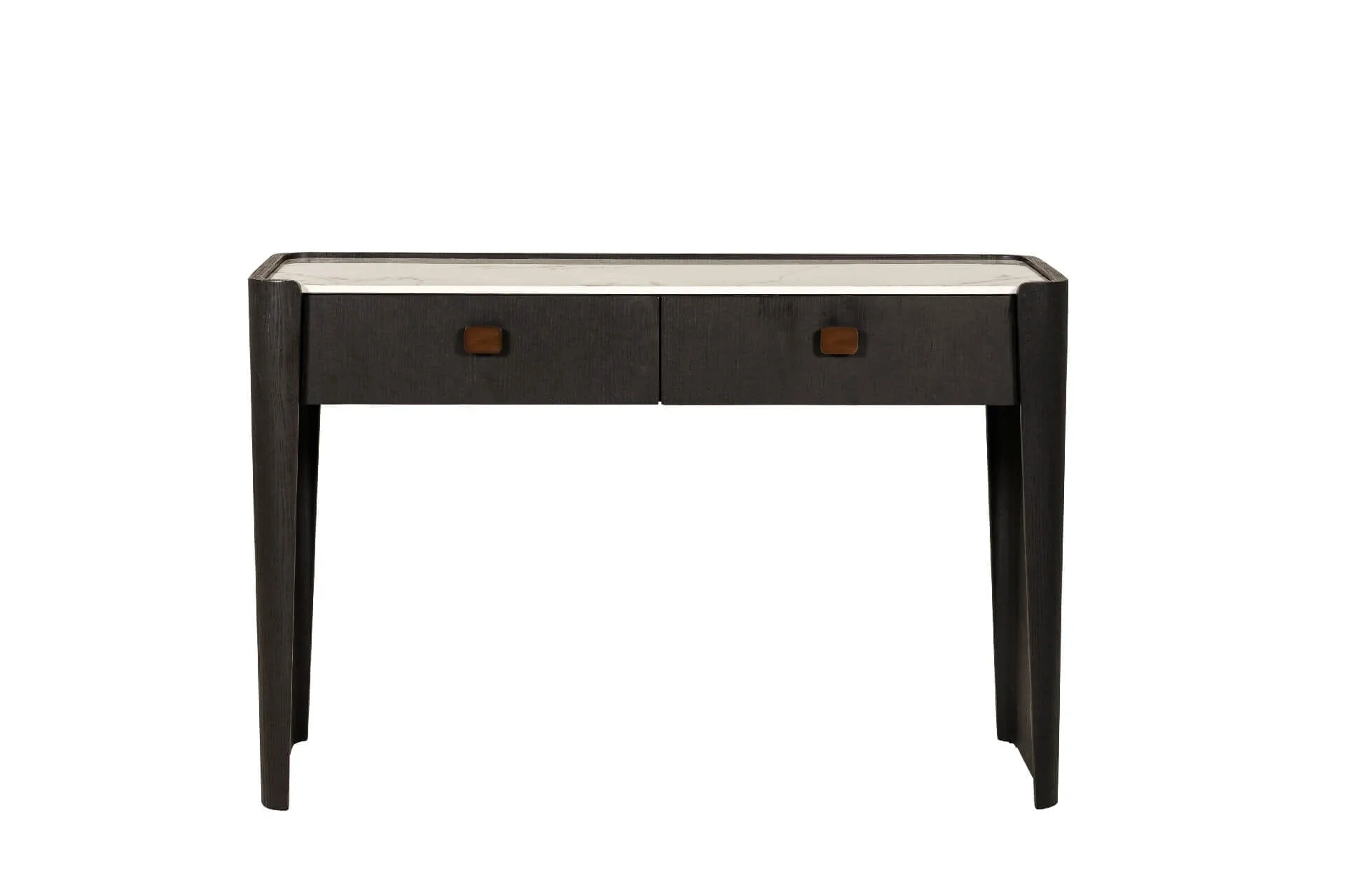 Adalynn Deep Brown Wooden 2 Drawer Dressing Table with Faux Marble Top - Image 5