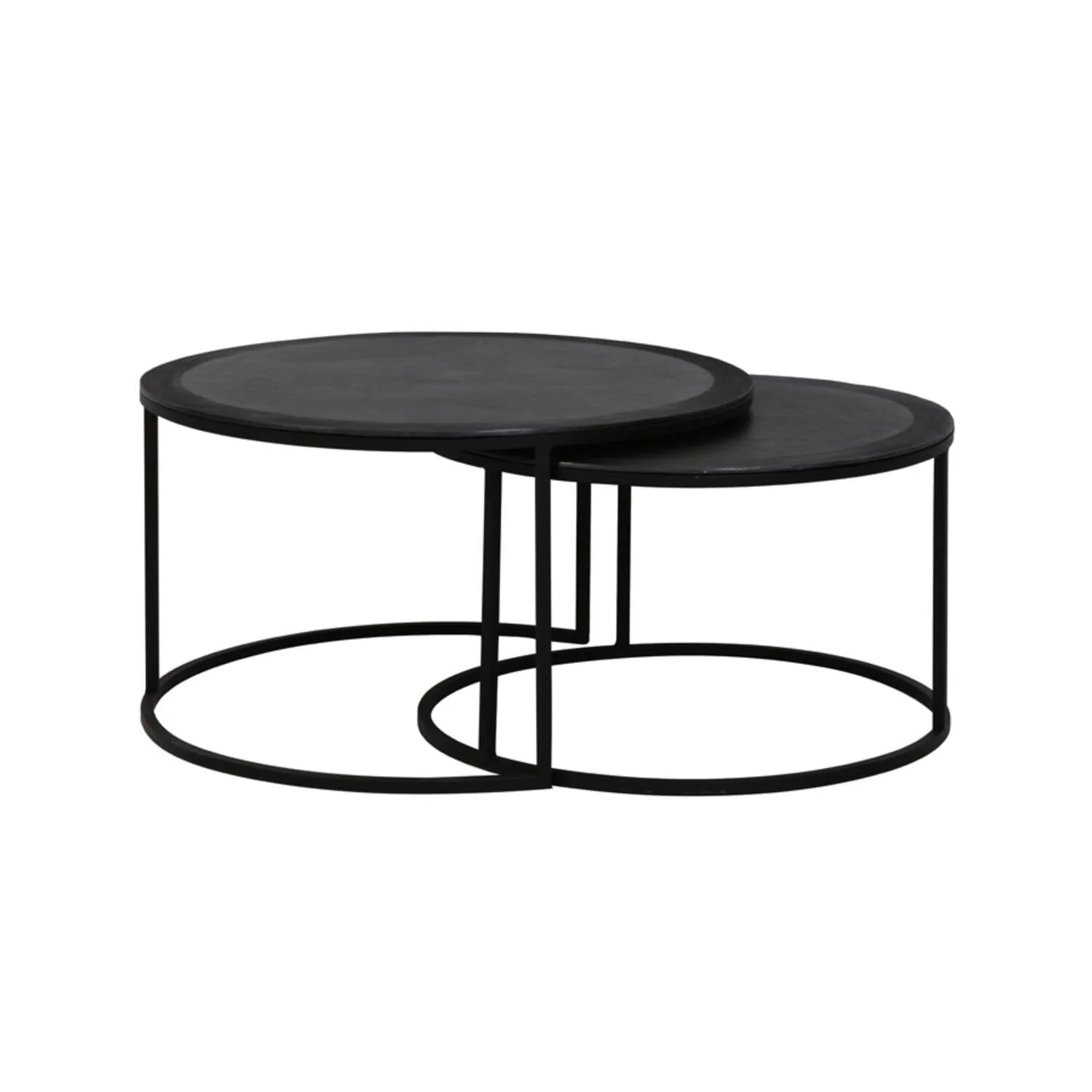Adele Black Round Nested Metal Coffee Tables - Set of 2 - Image 2