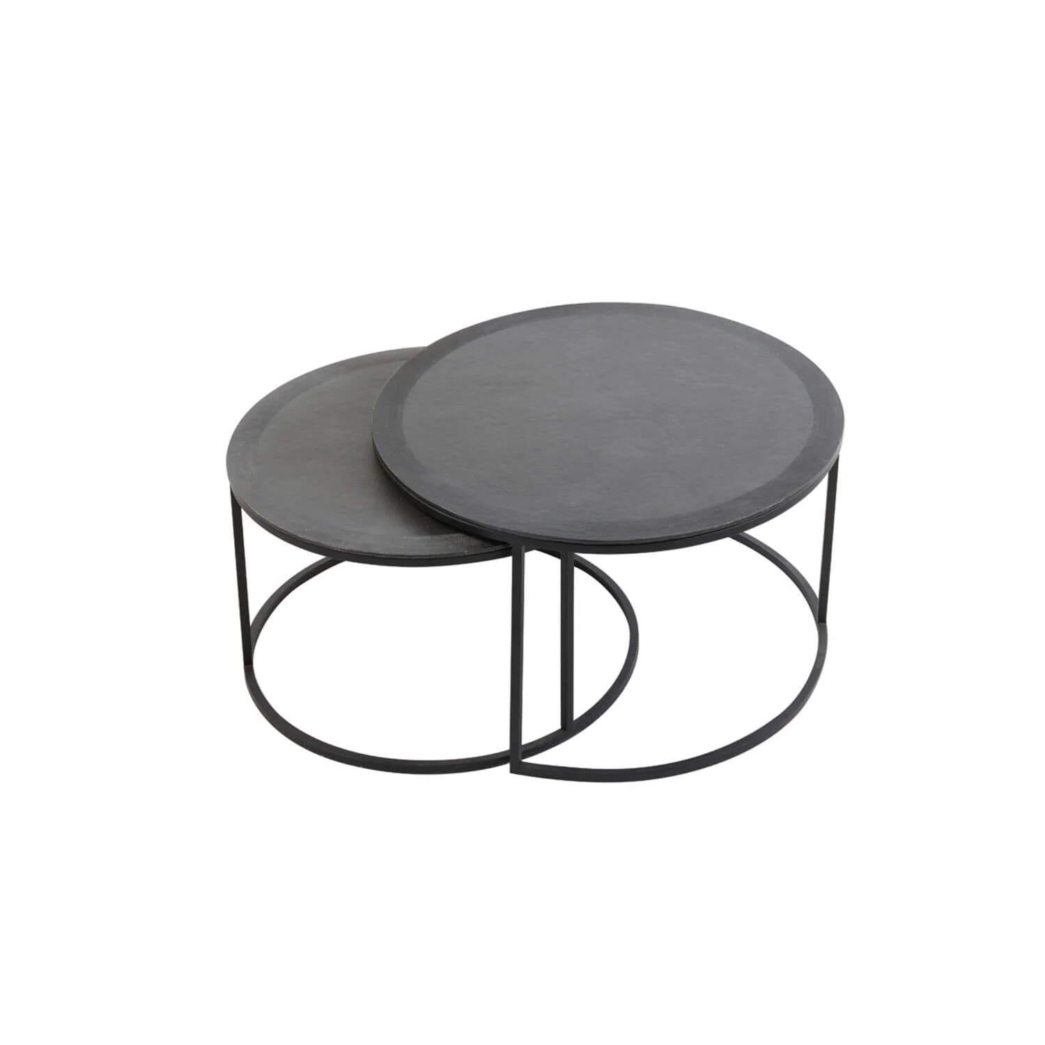 Adele Black Round Nested Metal Coffee Tables - Set of 2 - Image 3