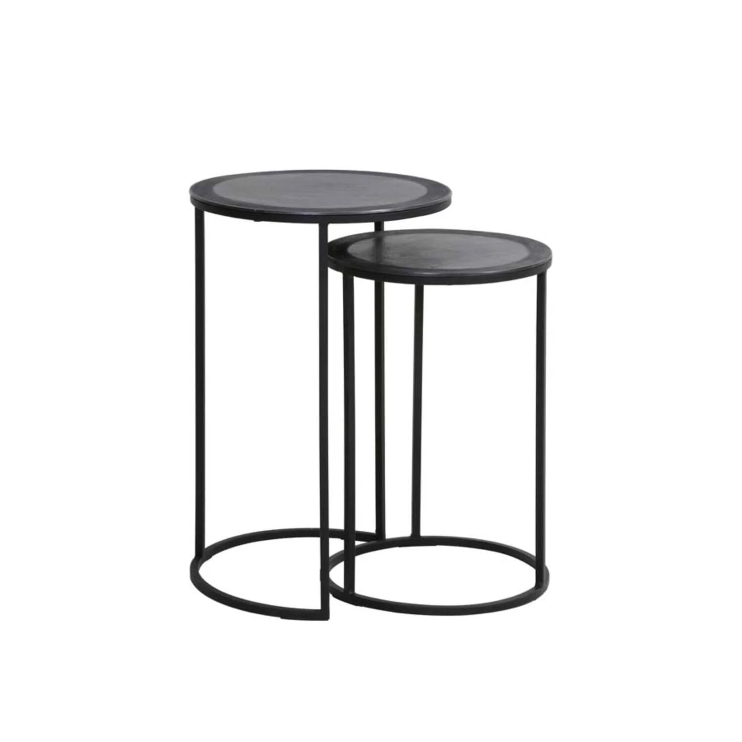 Adele Black Tall Round Nested Metal Side Tables - Set of 2 - Image 2