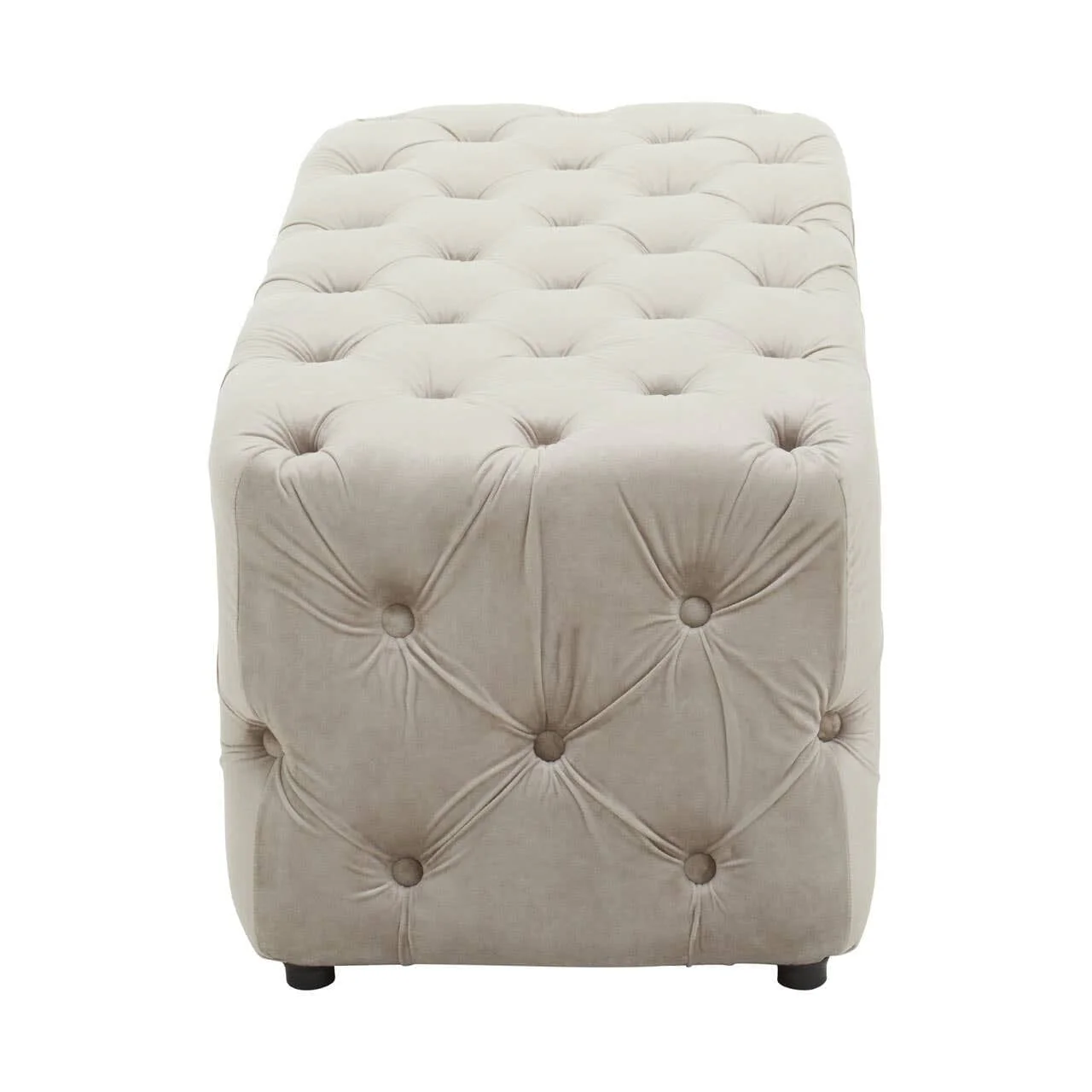Ismerie Greige Velvet Buttoned Bench - Image 4