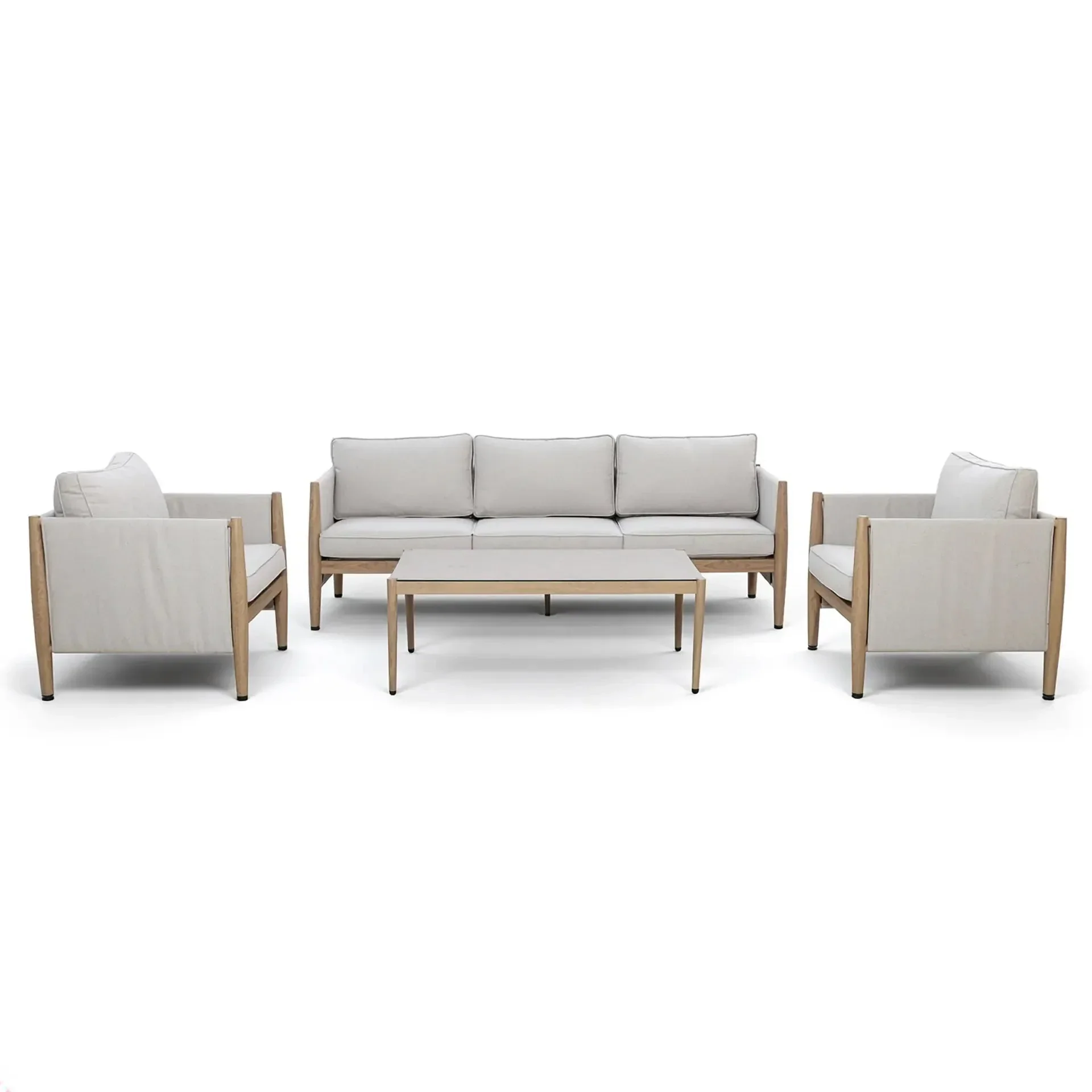 Adria Almond Upholstered Outdoor Lounge Set- Seats 5 - Image 2