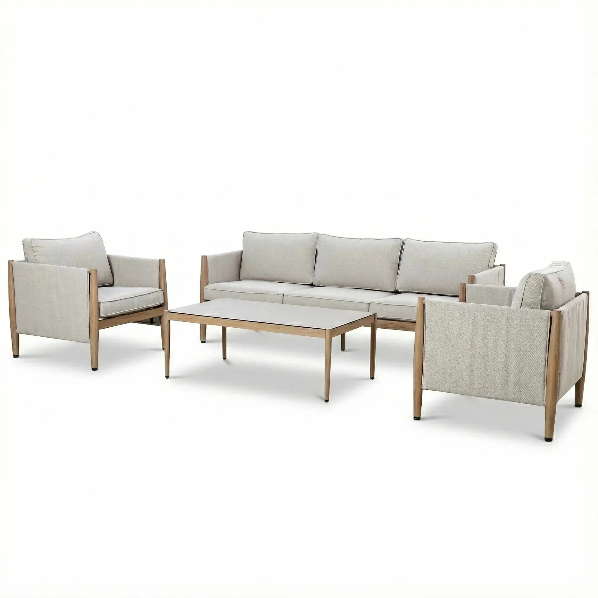 Adria Almond Upholstered Outdoor Lounge Set- Seats 5 - Image 3