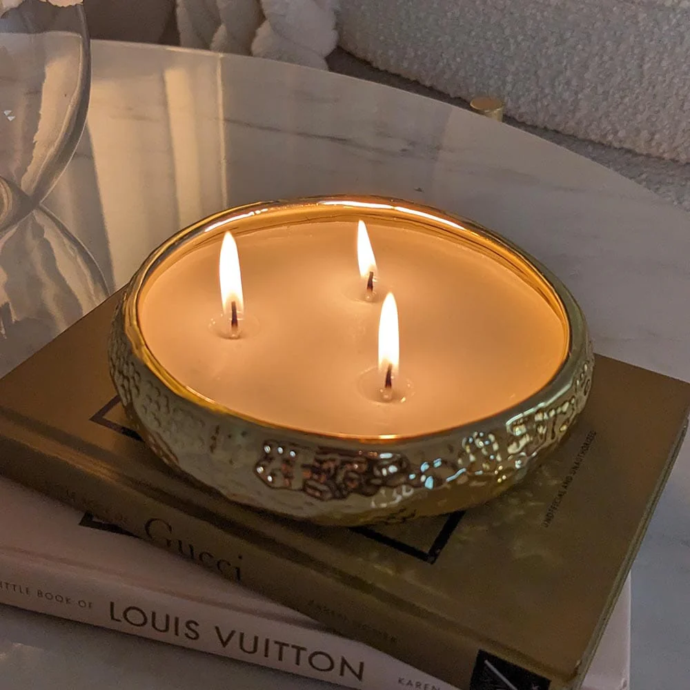 Aeolian 3 Wick Gold Scented Candle - Image 4