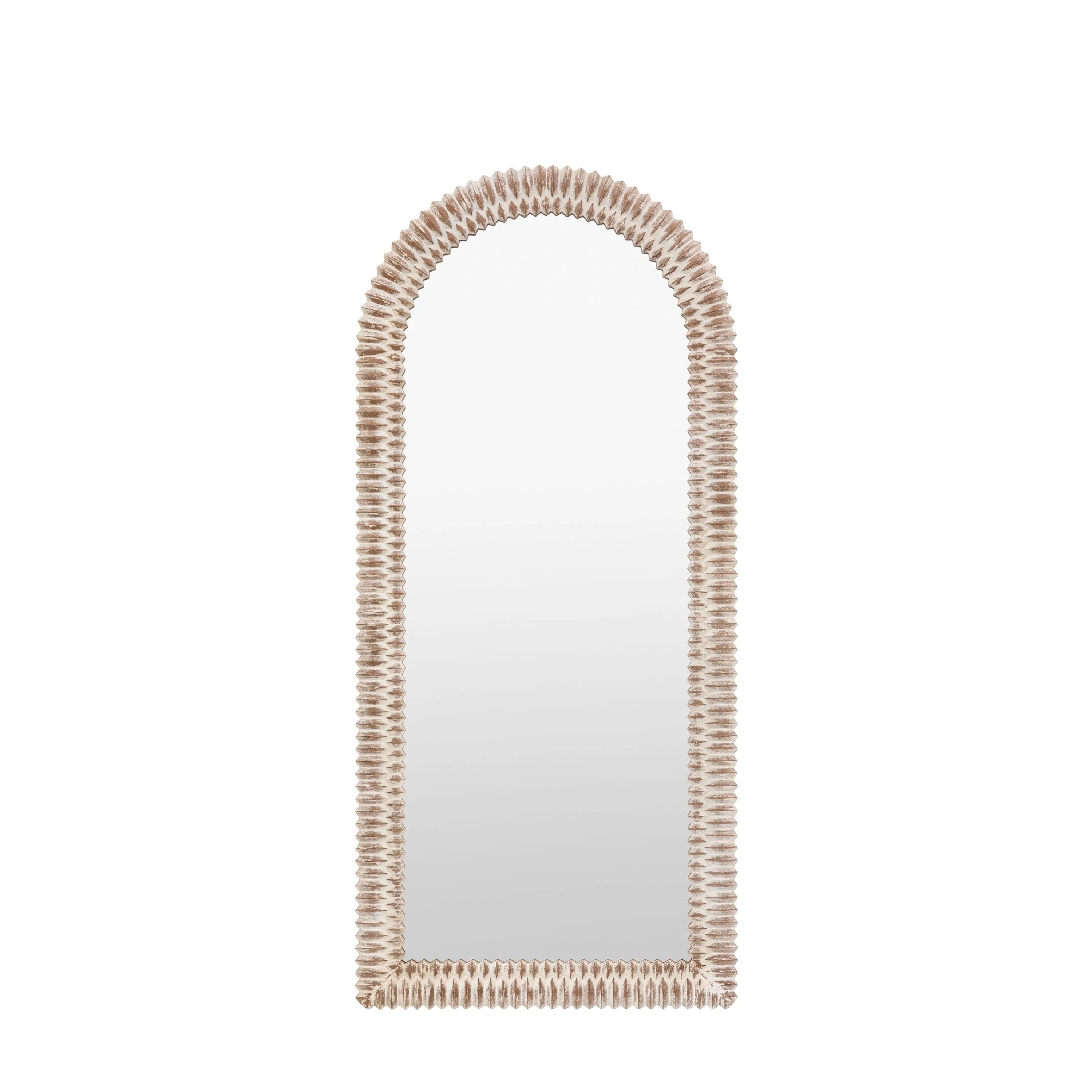 Agara Arched Leaner White Wash Distressed Textured Mirror - Image 2