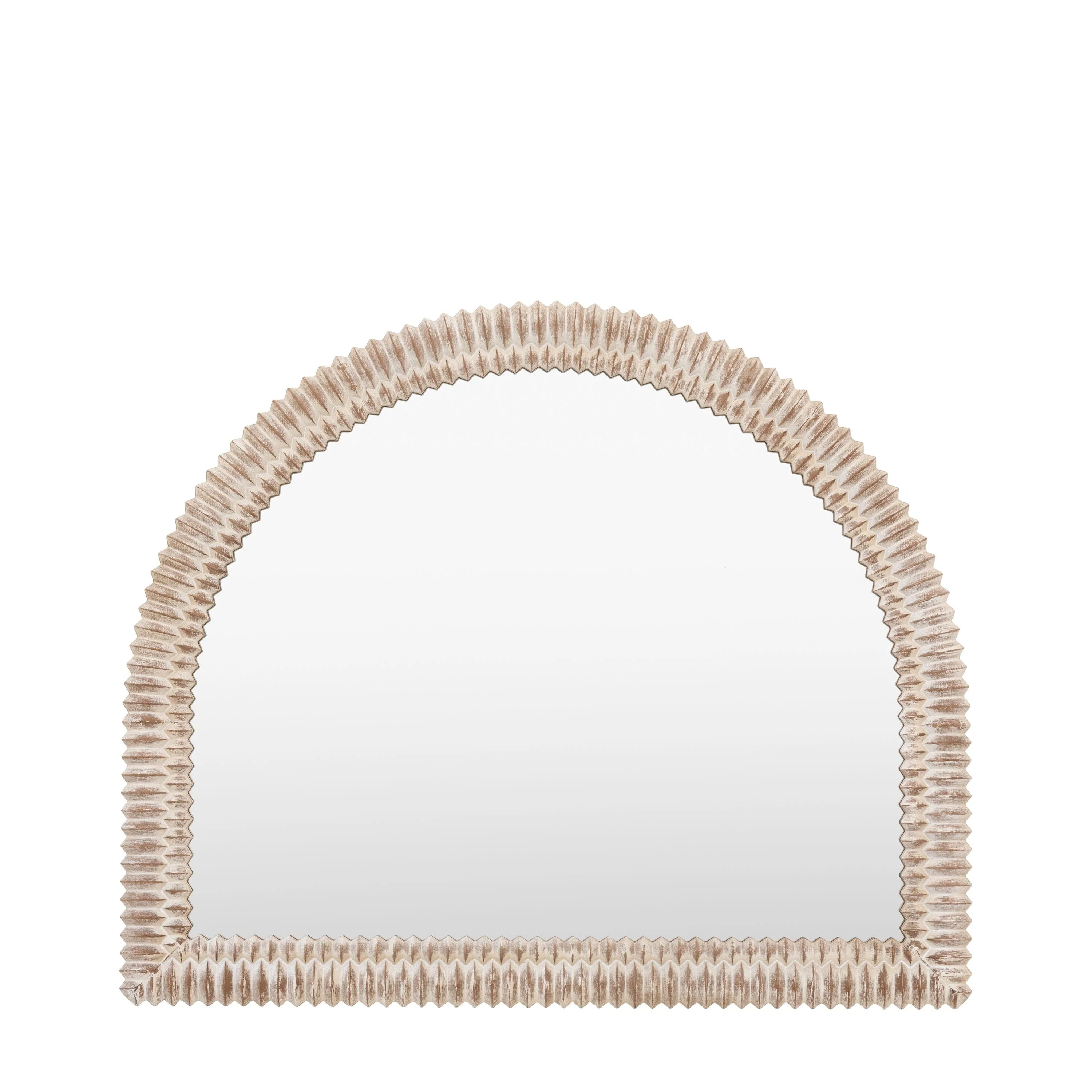 Agara Arched Overmantle White Wash Distressed Textured Mirror - Image 3