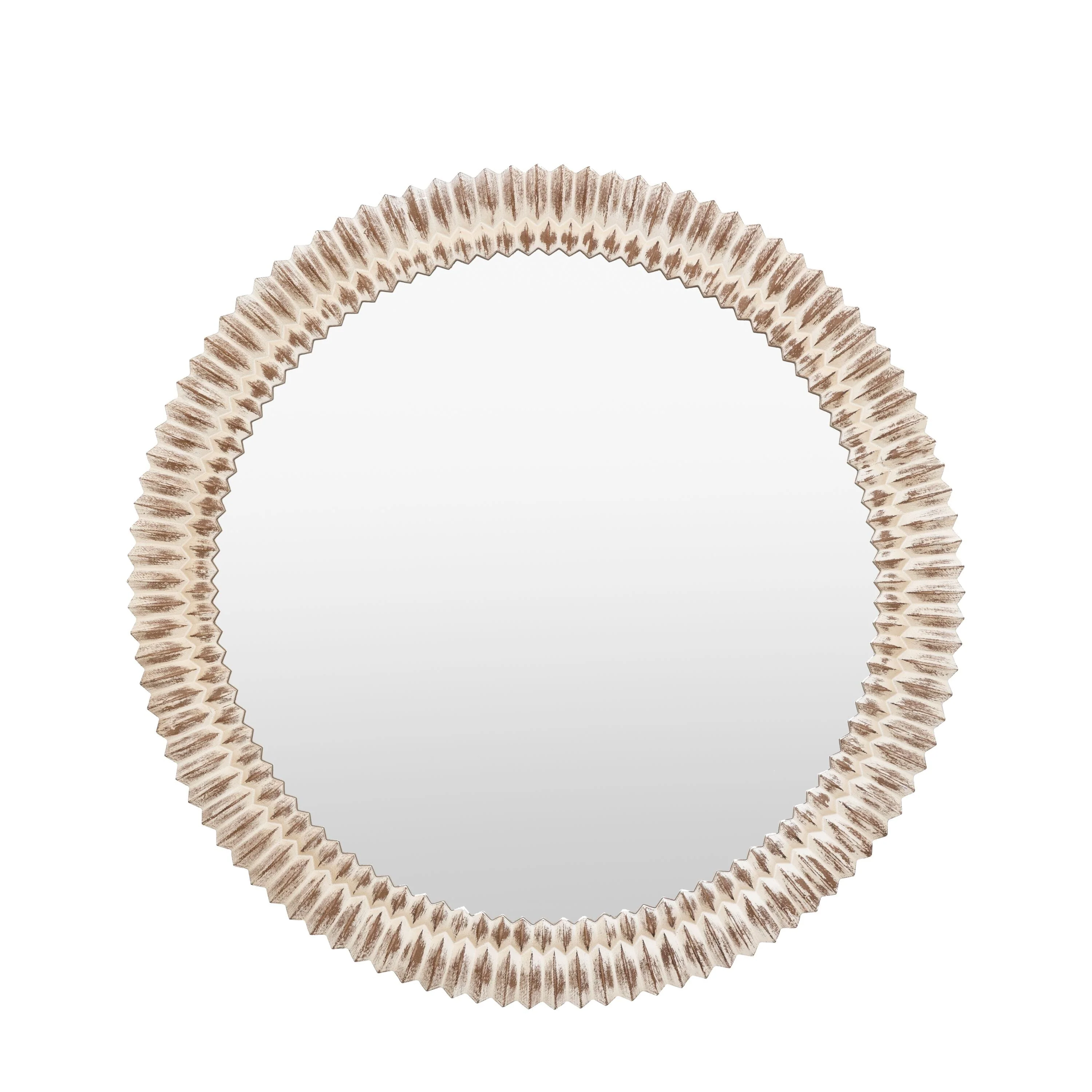 Agara Round White Wash Distressed Textured Mirror - Image 2