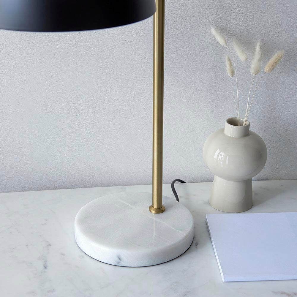 Aimee Black & Gold Task Table Lamp with Marble Base - Image 2