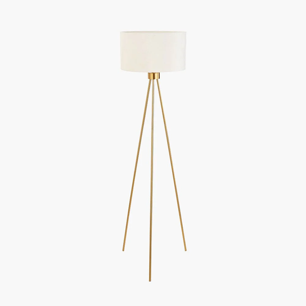 Akira Gold Tripod Floor Lamp with Ivory Shade - Image 4