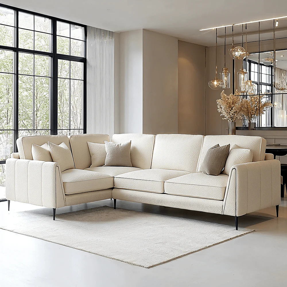 Alaina Cloud Bouclé Sofa Range with Black Legs