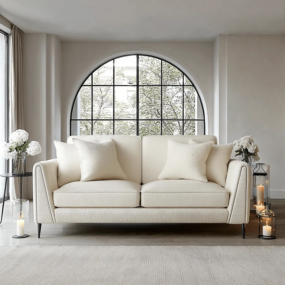 Alaina Cloud Bouclé Sofa Range with Black Legs - Image 2