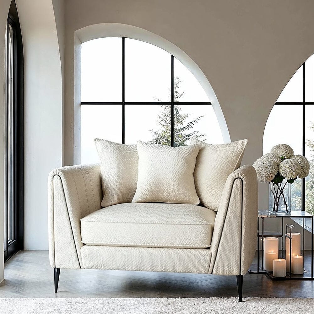 Alaina Cloud Bouclé Sofa Range with Black Legs - Image 3