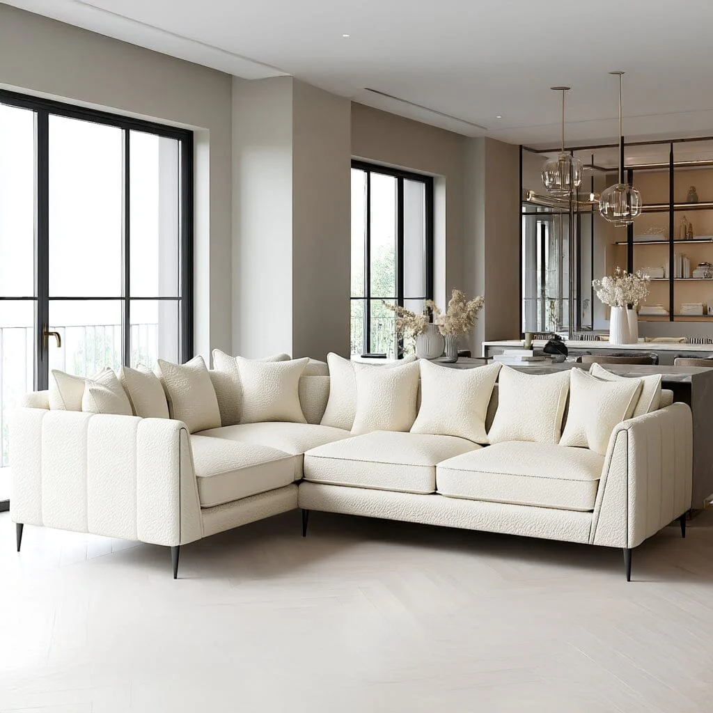Alaina Cloud Bouclé Sofa Range with Black Legs - Image 5