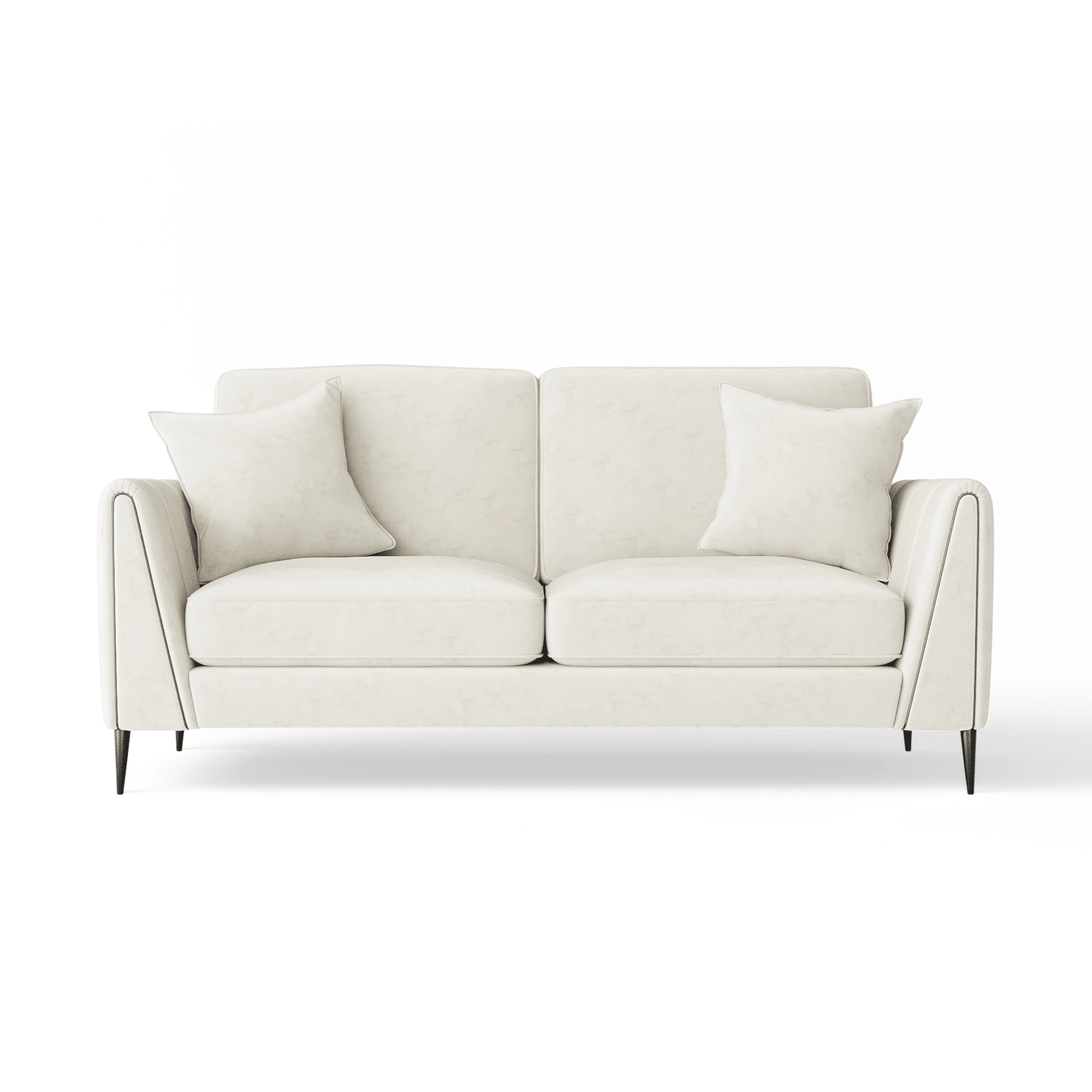Alaina Cream Velvet 3 Seater Sofa with Black Legs - Image 2