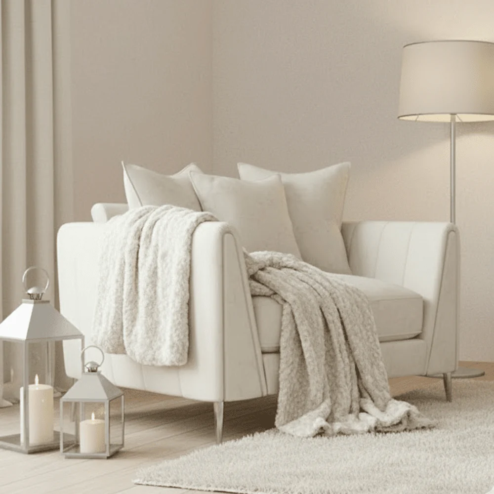 Alaina Cream Velvet Scatter Back Armchair with Silver Legs