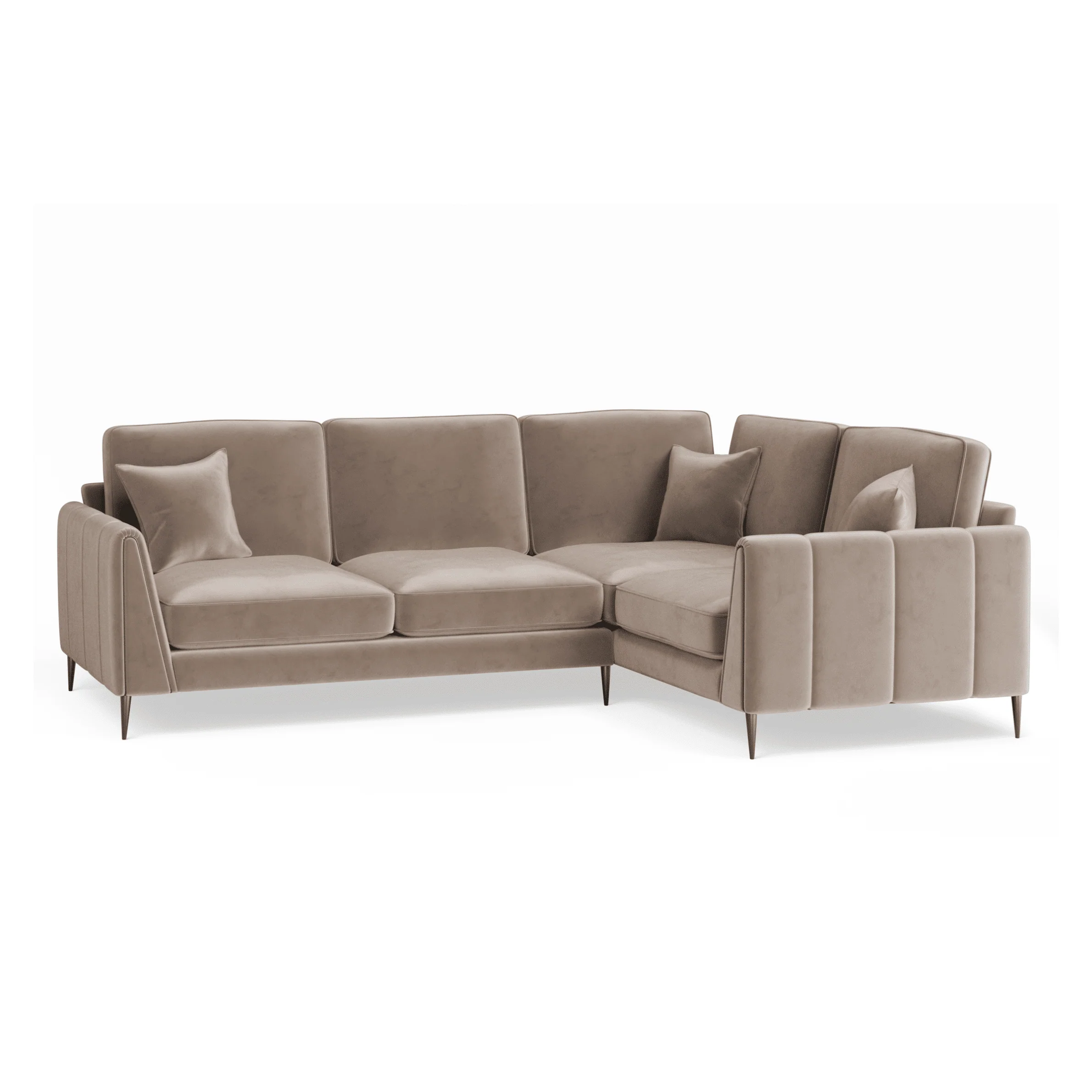 Alaina Mink Velvet Right Hand Facing Corner Sofa with Black Legs - Image 3