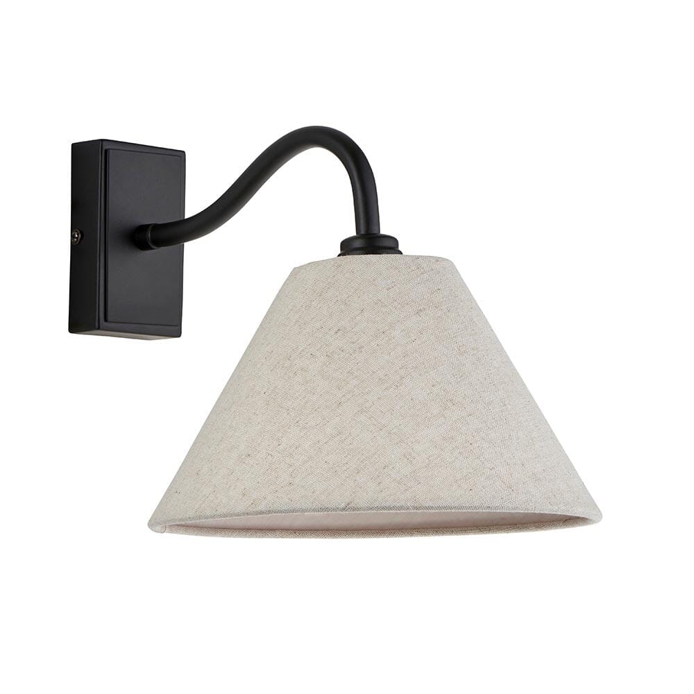 Alba Black Wall Lamp with Ivory Shade - Image 3