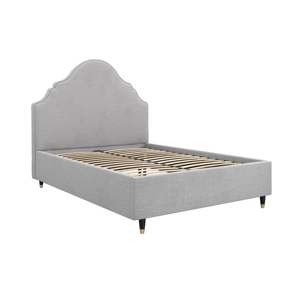 Albin Light Grey Ornate Headboard Bed - Image 4