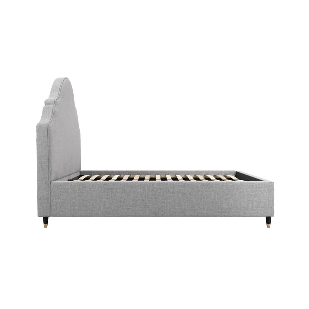 Albin Light Grey Ornate Headboard Bed - Image 5