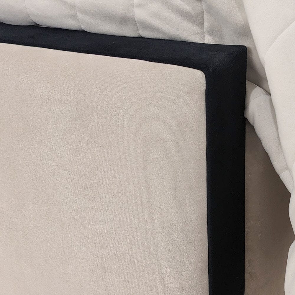 Alessi Vanilla Velvet Luxury Bed with Contrast Black Piping - Image 6