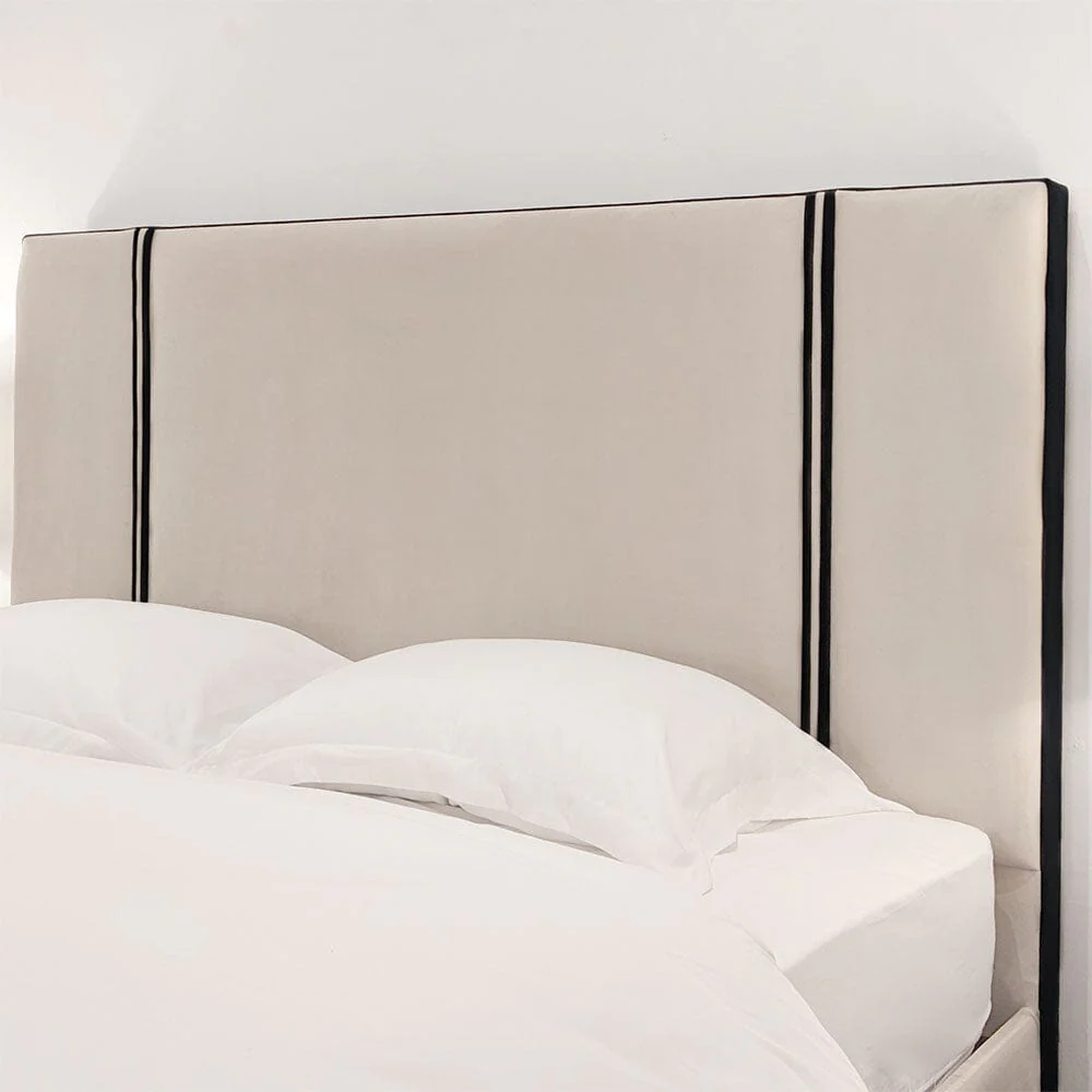 Alessi Vanilla Velvet Luxury Bed with Contrast Black Piping - Image 7