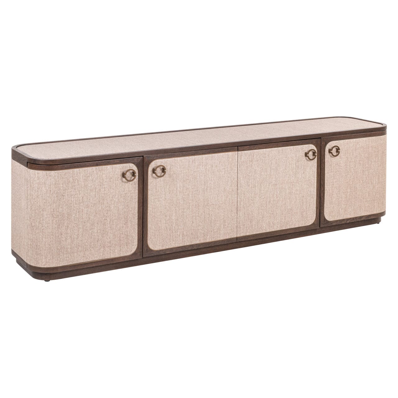Alexandra Luxury Linen & Dark Brown Oak 4 Door TV Unit - Image 2