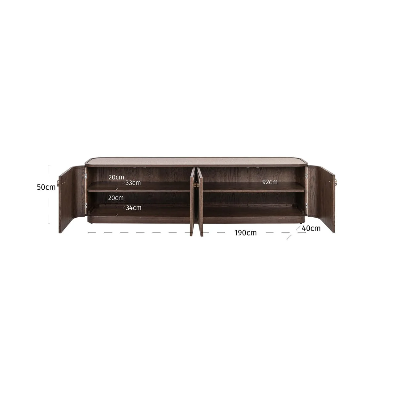 Alexandra Luxury Linen & Dark Brown Oak 4 Door TV Unit - Image 8