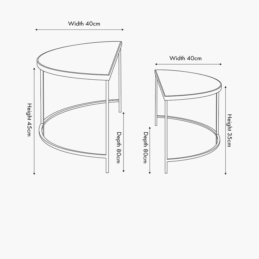 Alexis Bevelled Glass & Black Half Moon Coffee Tables - Set of 2 - Image 4