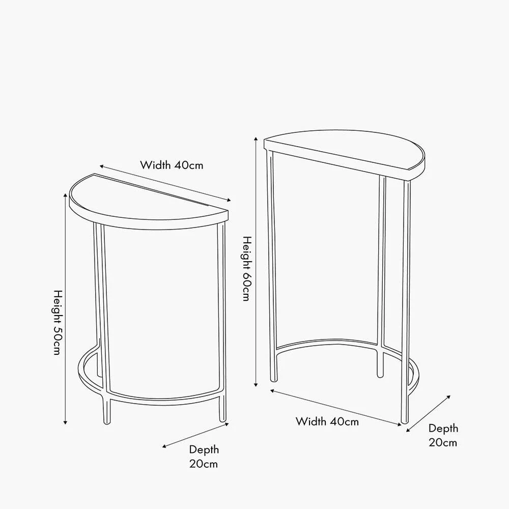 Alexis Bevelled Glass & Black Half Moon Side Tables - Set of 2 - Image 5