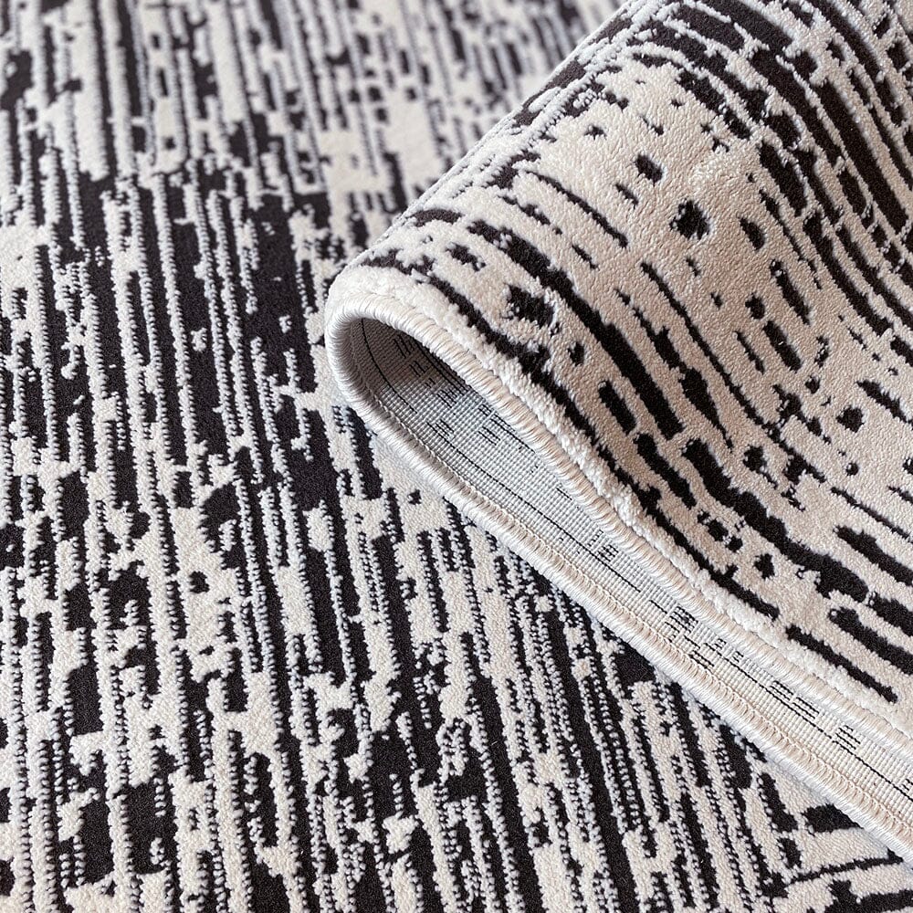 Alexis Cream & Black Abstract Patterned Rug - Image 2