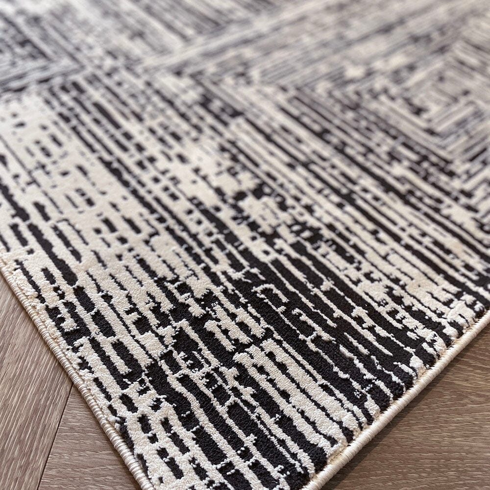 Alexis Cream & Black Abstract Patterned Rug - Image 3