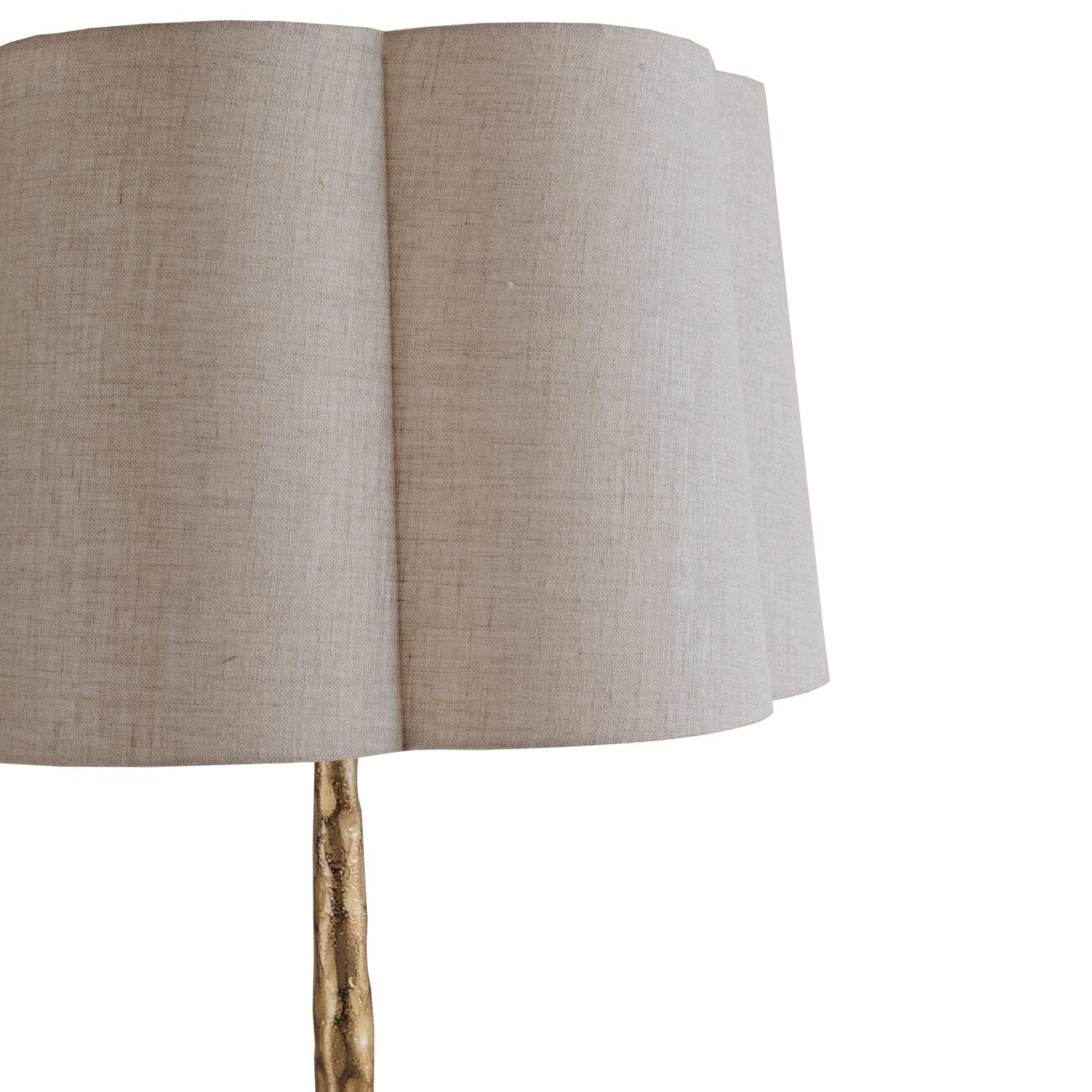 Alfie Gold Floor Lamp with Scalloped Linen Shade - Image 3
