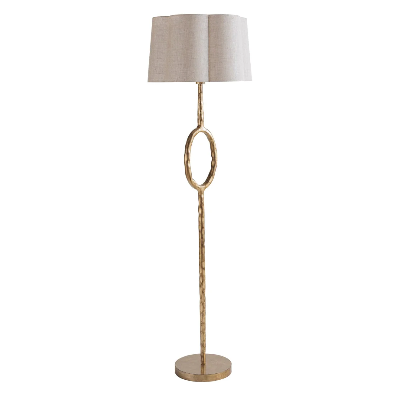 Alfie Gold Floor Lamp with Scalloped Linen Shade - Image 4